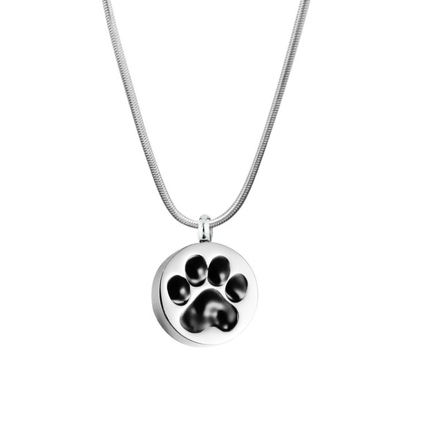 Paw Print Cremation Jewelry for Ashes Pendant Keepsake Memorial Pet Ashes Jewelry Free chain 